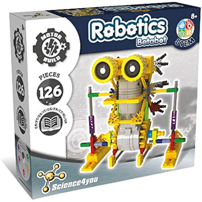 Science4you Robotics Betabot - Robot Building Toy for Kids Age 8-14, Kit with 126 pieces to Build Your Own Robot and Make it Move, Science Kit and STEM Toy for Kids 8+ years old