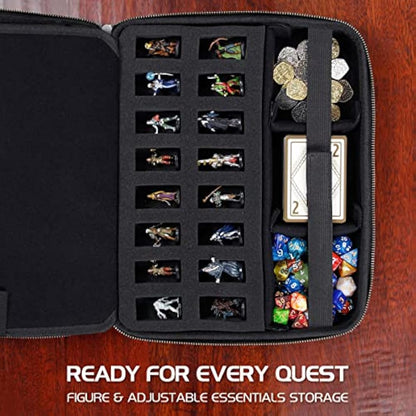 ENHANCE Collector's Edition RPG Organizer Case - DND Binder with Built-in Character Sheet Holder and Erasable Scribe Panel, Dice Rolling Area, Removable Pen Pouch, Miniature Foam Tray (Dragon Black)