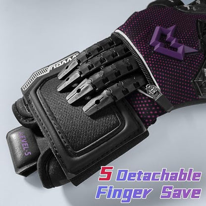 WVVOU Football Goalkeeper Gloves for Adults and Youth, High Performance with 5 Detachable Fingersave, Goalie Gloves with 4mm Sticky Latex Palm