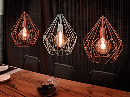 Eglo Carlton Vintage Pendant Lamp, Copper-Coloured Steel Retro Hanging Light, E27 Socket