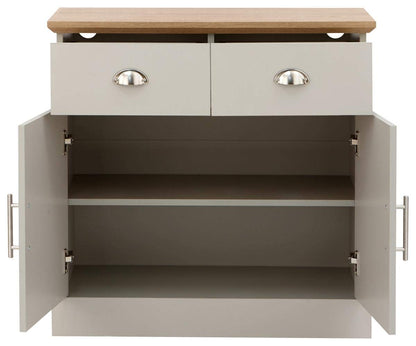 GFW Kendal Compact Sideboard Cabinet Unit With 2 Storage Drawers & Storage Cupboards Contemporary Wooden Sideboards For Living Room