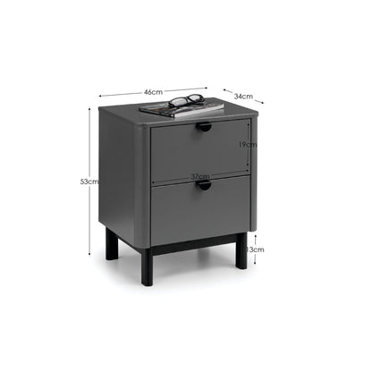 Julian Bowen Chloe Bedside Table, 2 Drawer, Grey - H53 x W46 x D34cm