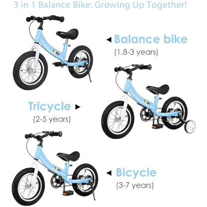 YBIKE Balance Bike 2 in 1,The Dual Use of a kids' Balance Bikes and Kids Bike, for 2 3 4 5 6 7 Years Old -12 14 16 Inches with Training Theory, Brake, Pedal