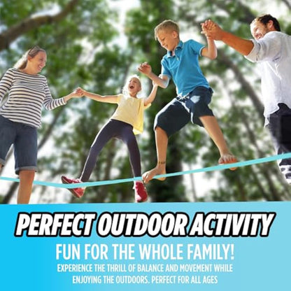 Trailblaze Complete Slackline Kit for Kids with Tree Protectors and Ratchet Cover | Slackline Beginner Kit, Outdoor Tightrope, Easy Setup 18.5m blue