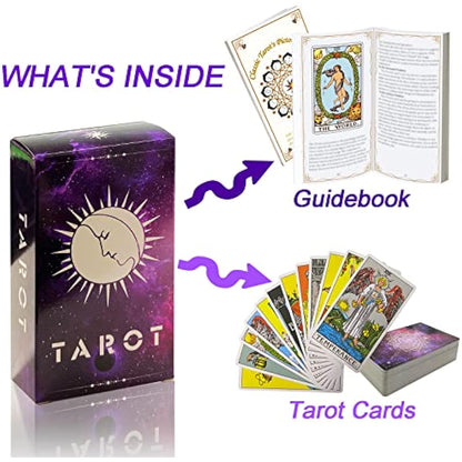 IXIGER Tarot Cards Deck with Guidebook,78 Classic Tarot Cards Deck Standard Size 4.75" x 2.76",Riginal Tarot Card Decks for Beginners and Expert,Future Telling Cards Game.