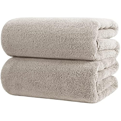 POLYTE Premium Quick Dry Lint Free Microfibre Bath Sheet, Pack of 2 (Beige, 89x178 cm)