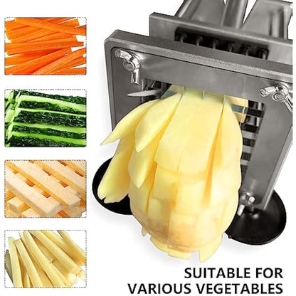 Potato Chipper Cutter, French Fry Cutter Stainless Steel Potato Chip Cutter Includes 3/8",1/2" Blades with 4 Suction Feet for Potato Carrot Cucumbers Vegatable