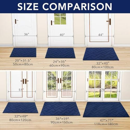 Biscpro Door Mat 60x90 cm, Indoor DoorMat Washable, Doormat Indoor Dirt Trapper Non-slip, Absorbent Inside Entrance Rug Floor Mat for Entryway, Patio, Garden, laundry Room,Pets and Dogs - Blue