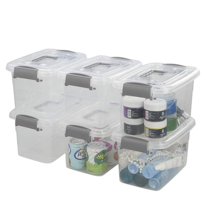 Mayish 6 Pack Clear Plastic Storage Boxes with Lid, 5L Stackable Bins