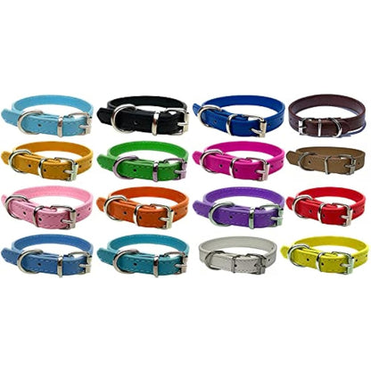 Vibrant Leather Dog Collar for Puppy, Cat, Kitten, Dogs - For Small, Medium, Large & Extra Large Pet Collars (Extra Large (45cm - 55cm Neck), Yellow)