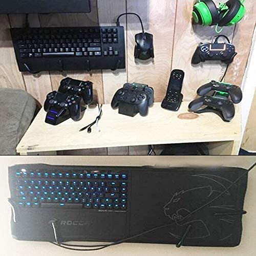 AUXPhome Pack of 2, Universal Keyboard and Mouse Organizer - Wall Mount Clip Hanger Display Storage Holder - No Falling