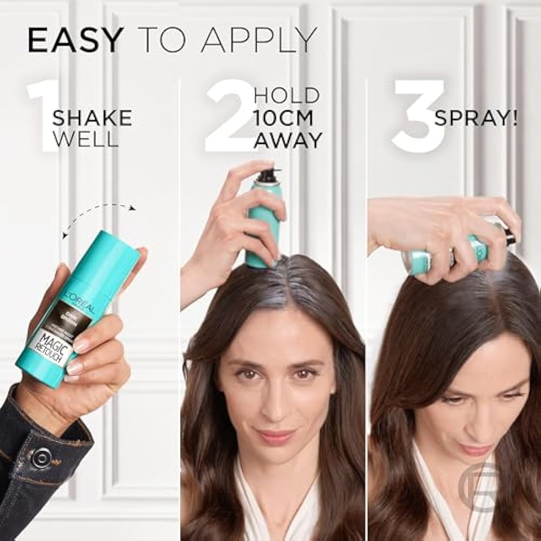 L’Oréal Paris Magic Retouch Instant Root Concealer Spray, Quick Grey Coverage, Easy Application, Shade: Dark Brown, 75ml