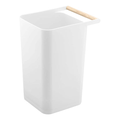 YAMAZAKI 3132 COMO Trash Can, white, Wood/Polypropylene, Minimalist, 24 x 19.5 x 32 cm