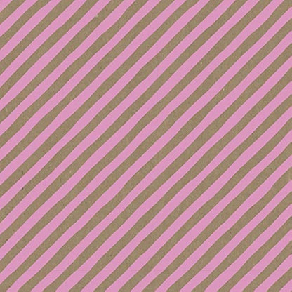 Clairefontaine - Ref 223873C - Recycled Kraft Wrapping Paper Roll (Single Roll) - 70cm Width x 50m Length, 70gsm Recycled Kraft Paper - Pink Stripes Design