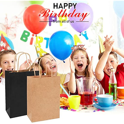Gift Bags Large Paper Bags with Handles (18 PCS,30x23x12cm 130GSM paper) Black Paper Bags for Halloween Christmas Wedding Birthday Party