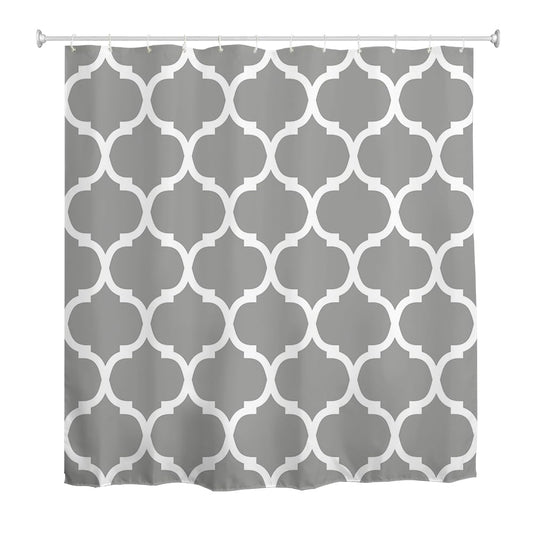goodbath Grey Shower Curtain 180X180cm, Moroccan Pattern Waterproof Polyester Fabric Bath Curtain for Bathroom Bathtub Hotel
