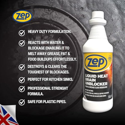 Zep Commercial Unblocker Heat Drain Liquid