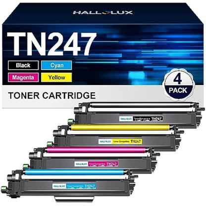 TN247 Toner Cartridge Compatible with Brother TN-243CMYK TN-247 Toner for Brother MFC-L3750CDW MFC-L3770CDW MFC-L3710CW DCP-L3550CDW DCP-L3510CDW HL-L3210CW HL-L3230CDW (Black, Cyan, Magenta, Yellow)