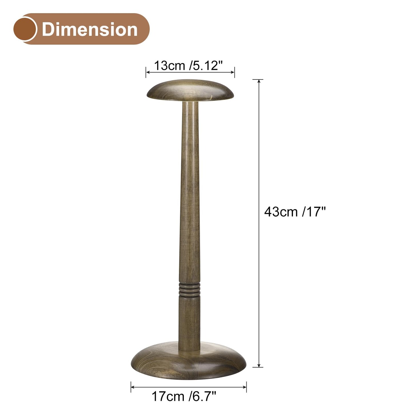 Uxcell Hat Rack Stand and Tabletop Wig Display Stand with Dome Design 17 Inch Height for Baseball Caps, Fedora, Wigs, Coffee