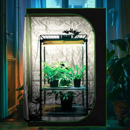 Relaxdays Grow Tent, Plant Cultivation, Reflective Foil Inside, Mini Greenhouse, HxWxD: 120 x 40 x 40 cm, Black/Green