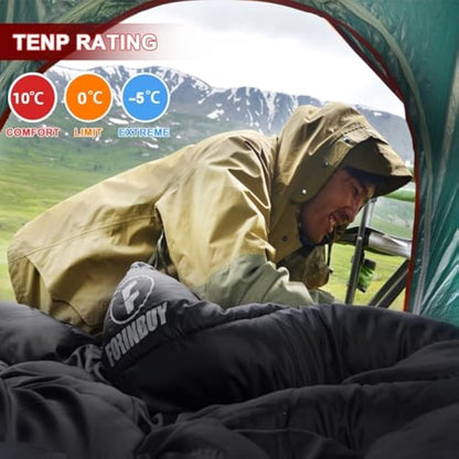 FORINBUY Winter Cotton Flannel Double Sleeping Bag for Adults - 0 degree Queen Size 2 Person Sleeping Bag, Waterproof & Warm for Cold Weather, Ideal for Couples, Family Camping & RV Travel