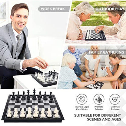 Peradix Chess Board Set Game -Travel Magnetic Chess Piece Set with Chess Folding/Portable Storage Board-Traditional Strategy Game for Kids/Children/Adults