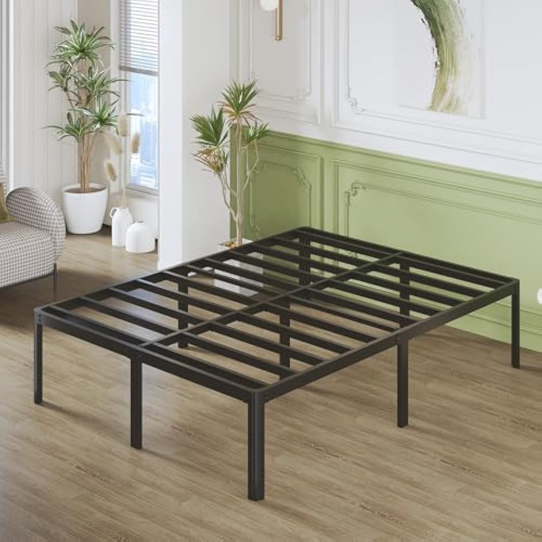 Lutown-Teen High Small Double Bed Frame 4ft with Rounded Corner Legs, Heavy Duty Metal Bed Frame Small Double, Small Double Beds 46 cm High, Noise Free, Easy Assembly