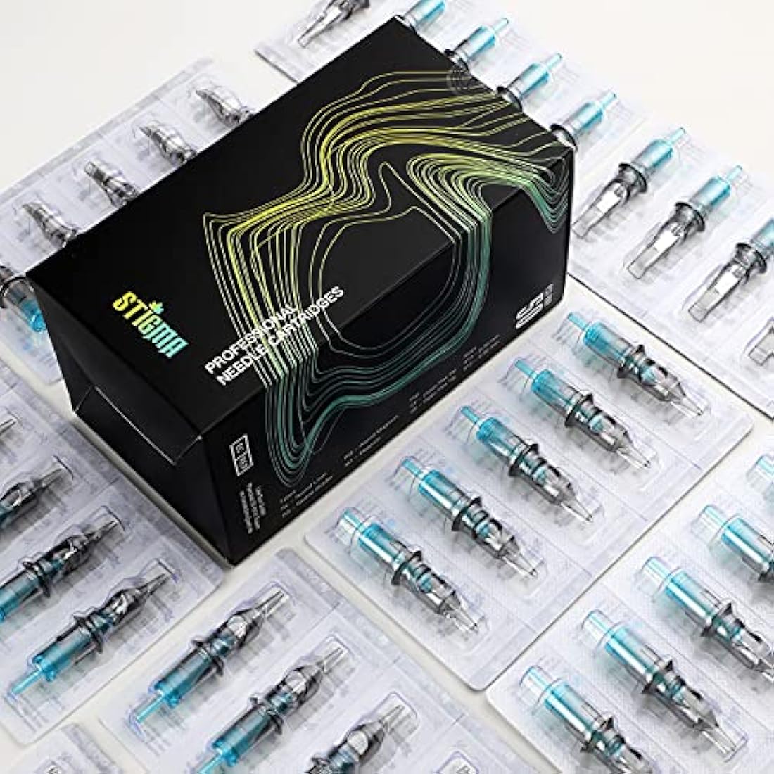 STIGMA 50Pcs Tattoo Cartridges Needles Disposable Mixed #12 Standard Round Liner Cartridge 3RL 5RL 7RL 9RL 11RL EN02B-50KIT-E
