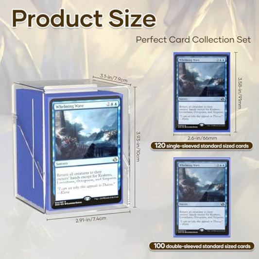 6 Pack Card Deck Boxes, Clear Commander Deck Case with 600Pcs Card Sleeves and Dividers, Standard Size Cards Storage Box Perfect Fit for MTG, Sport, Trading Cards (6 colors)