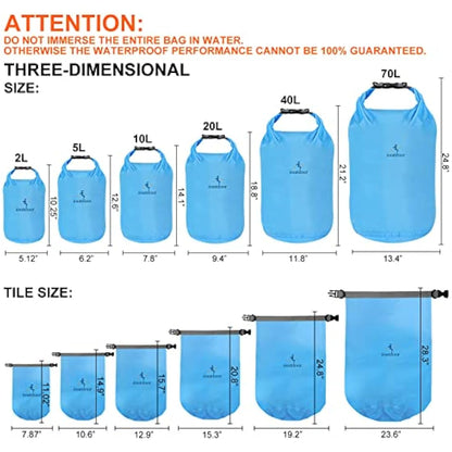 ioutdoor Waterproof Dry Bags Lightweight 2L/5L/10L/20L Keep Dry Clean, Dry Compression Sacks Small Large for Kayaking, Hiking, Swimming, Camping, Canoeing, Boating, Fishing