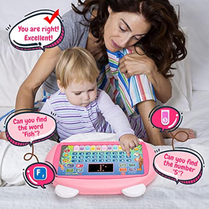 Toddler Toys for Girls Age 1 2 3 4, Kids Birthday Gifts for 1-2-3 Year Old Girl Kid Educational Learning Toys for 1-4 Year Olds Toddlers Electric Interactive Tablet Toys for 1 2 3 Year Old Girls Boy