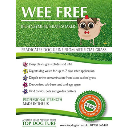 WEE FREE 5 Ltr Artificial Grass Cleaner and Pet Odour Eliminator for Dog Urine - Neutraliser and Deodoriser for Dog Wee on Astro Turf and Fake Lawns. Safe for Dogs and Animals.