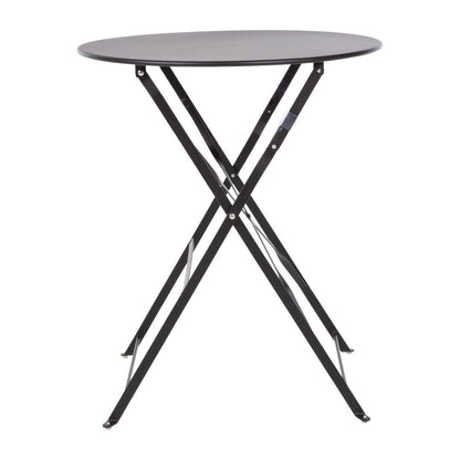 Bolero Black Pavement Style Steel Table 710X595mm Garden Restaurant Commercial