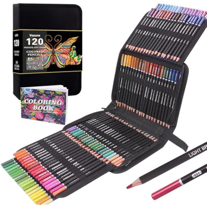120 Colouring Pencils Zip-Up Set Perfect for Drawing, Sketching, Shading & Coloring, Vibrant Coloured Pencils for Adults & Pro Artists