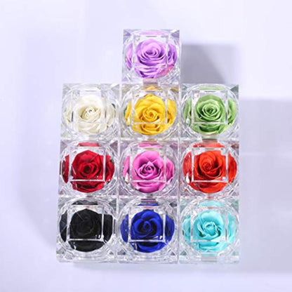 Crystal Rose Box 1Pc, Preserved Flower Eternal in Acrylic Crystal Ring Box for Women Birthday and Anniversary- 2inch/5cm Yellow