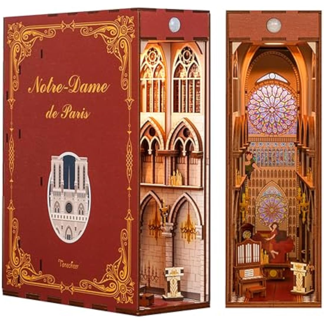 Tonecheer DIY Book Nook Kit - Wooden 3D Puzzle for Adults: Miniature House Kit with Light - Christmas & Birthday Gifts