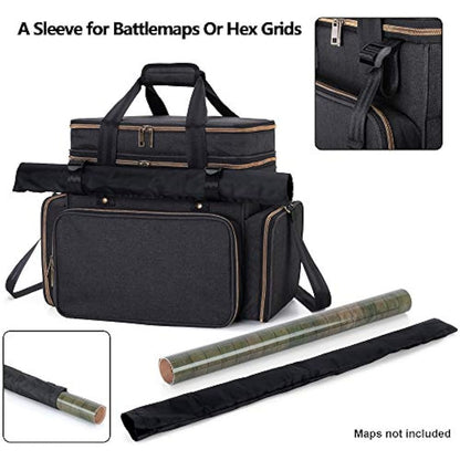 Trunab Tabletop RPG Adventurer's Bag Compatible with Dungeons and Dragons Large DND Bag with Miniatures’ Foam Layer, Battle Mat Storage Bag, Store Handbook, Dice & More - Patented Design