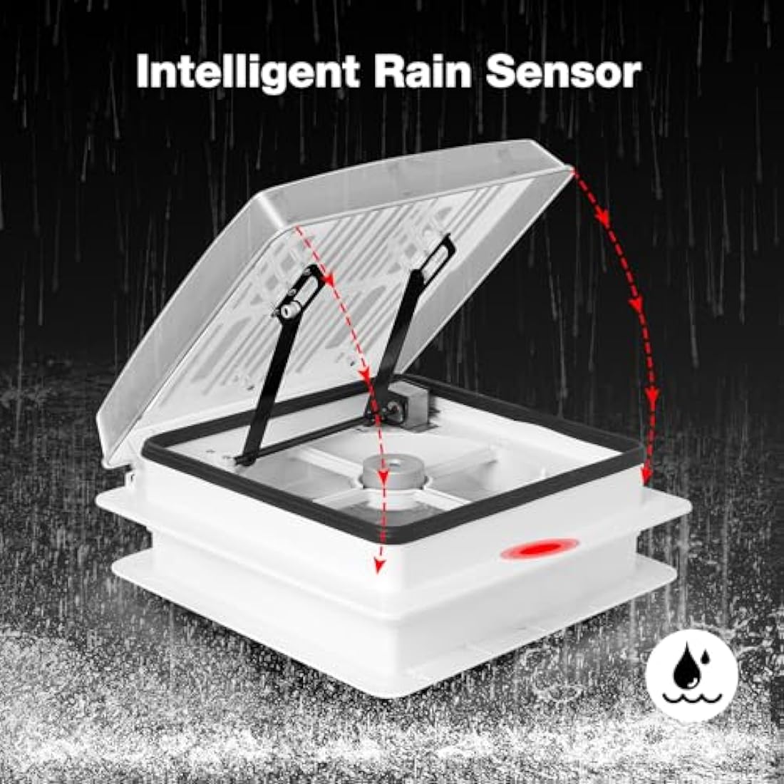 14" Caravan Roof Vent Fan, RV Air Vent Ventilation with Rain Sensor, Automatic Level Permanent Reversible Fan 12V for RV Motorhome with Remote control