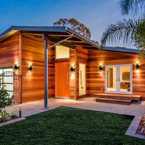 LMP Outdoor Wall Lights Mains Powered, Up Down Outside Lights Black, IP65 External LED Front Door Lamp Porch Light Electric, Exterior GU10 Round Lighting Sconce Wall Mounted for House