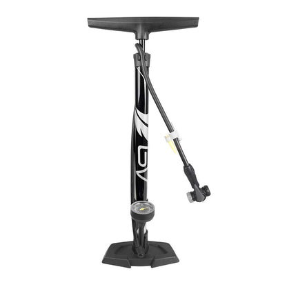 BV Bicycle Pump Durable Steel Bike Floor Pump 17/24 inch Smart Valve Head, 160 psi, Automatically Reversible Presta and Schrader (Black- Full Size)