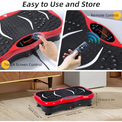 EVOLAND Vibration Plate Exercise Machine, Vibration Fitness Trainer with Bluetooth Speaker, 5 Program Modes, 2 Resistance Bands, Home Exercise Equipment for Fitness Body Toning