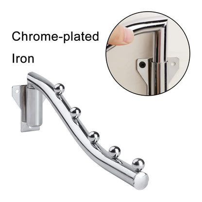 通用 Wall Mount Clothes Hanger,180° Folding Clothes Rail for Bedrooms,Laundry Rooms,Bathrooms(5 Hooks Length 28 CM)