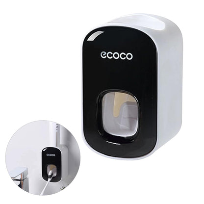 CavspkArt Automatic Toothpaste Dispenser,Waterproof & Easy to Clean Wall-Mounted Toothpaste Holder,Black Automatic Toothpaste Dispenser Bathroom