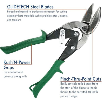 MIDWEST Aviation Snip - Right Cut Offset Tin Cutting Shears with Forged Blade & KUSH'N-Power Comfort Grips - MWT-6510R
