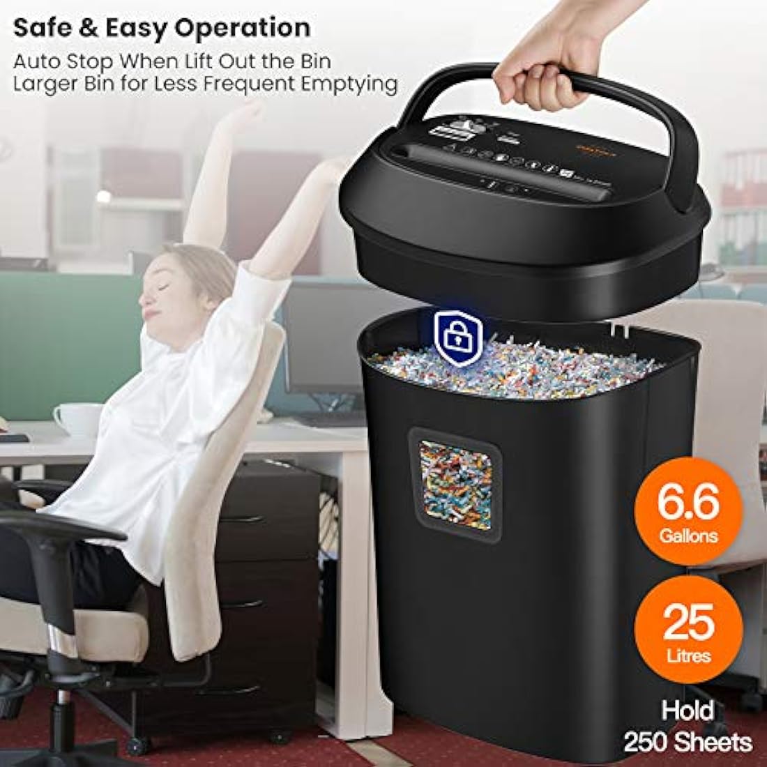VidaTeco Cross-Cut Paper Shredder 14-Sheet Shreds Paper/Card/Staple/Clip Paper Shredder for Home Office Security Level P-3 Jam Proof System 25L Pullout Basket