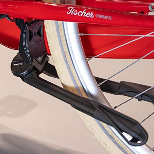 FISCHER Jumbo Two-Legged Stand, Suitable for E-Bikes, Tandems & Bicycles 27-28 Inch, 80 kg Load Capacity, Black