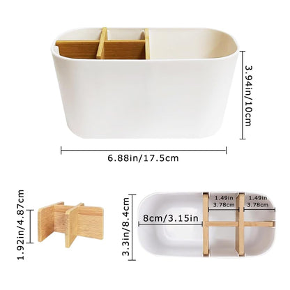 Bamboo Toothbrush Holder for Bathroom, Electric Toothbrush and Toothpaste Holder, Toothbrushs Caddy Organizer