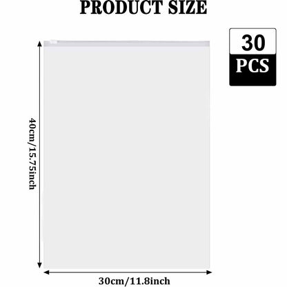 QISF 30 Pcs Reusable Ziplock Bags for Clothes,40x30cm Large Plastic Hospital Bags,Clear Seal Bag Waterproof Luggage Organiser for Clothes Garment