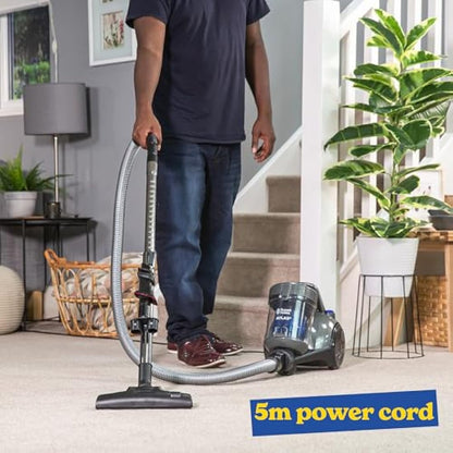Russell Hobbs Cylinder Vacuum Cleaner ATLAS2 2.5 Litre Grey & Blue with 3 in 1 Multi-Tool, Triple Dust Lock 700W High Efficiency Motor, 2 Year Guarantee RHCV3101