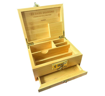 The Dark Diamond Roll Box Premium Smoking Accessories Storage Handcrafted Bamboo Wooden Stash Rolling Box Upgraded (Small - 20X15X10CM)